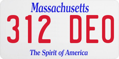 MA license plate 312DE0