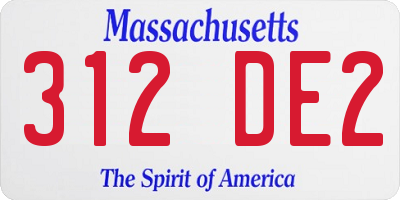 MA license plate 312DE2
