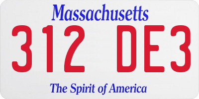 MA license plate 312DE3