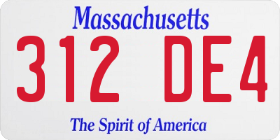MA license plate 312DE4
