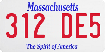 MA license plate 312DE5