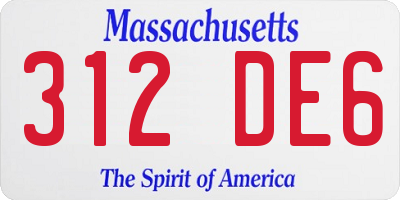MA license plate 312DE6