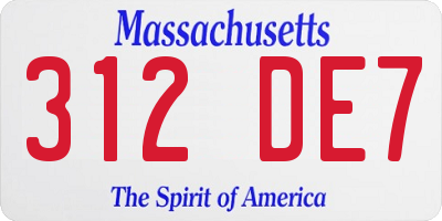 MA license plate 312DE7