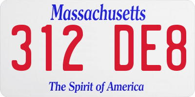 MA license plate 312DE8