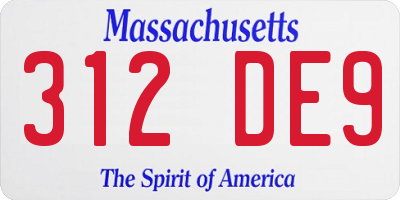 MA license plate 312DE9