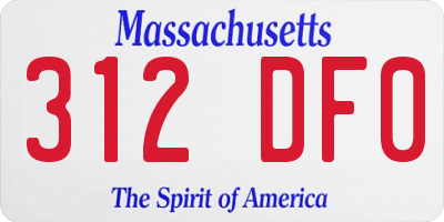 MA license plate 312DF0