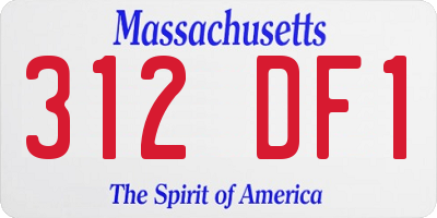 MA license plate 312DF1