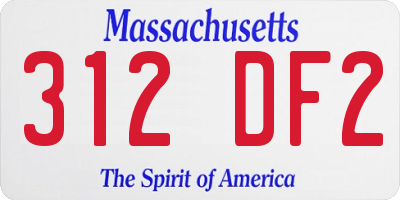 MA license plate 312DF2