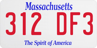 MA license plate 312DF3