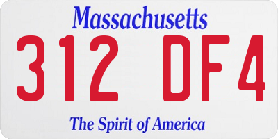 MA license plate 312DF4