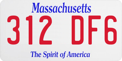 MA license plate 312DF6