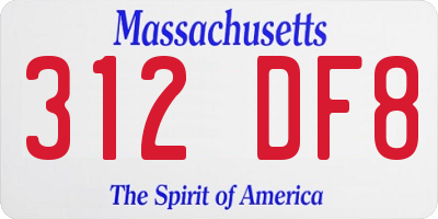 MA license plate 312DF8