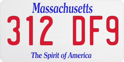 MA license plate 312DF9