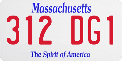 MA license plate 312DG1