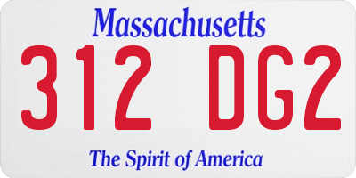 MA license plate 312DG2