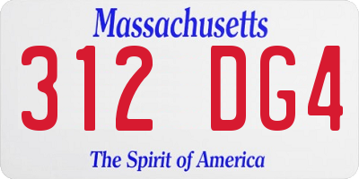 MA license plate 312DG4