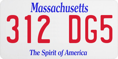 MA license plate 312DG5