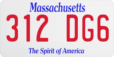 MA license plate 312DG6