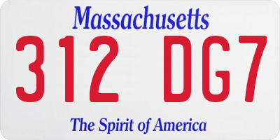 MA license plate 312DG7
