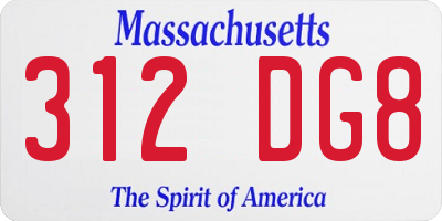 MA license plate 312DG8
