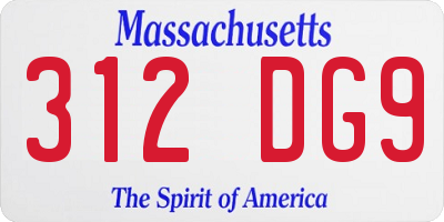 MA license plate 312DG9