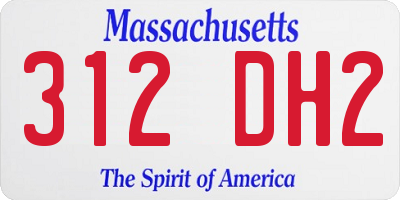 MA license plate 312DH2