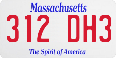 MA license plate 312DH3