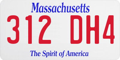 MA license plate 312DH4