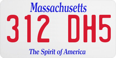 MA license plate 312DH5