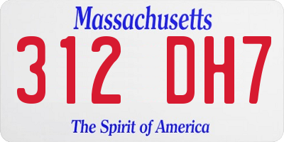 MA license plate 312DH7