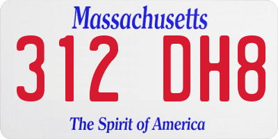 MA license plate 312DH8