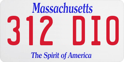 MA license plate 312DI0