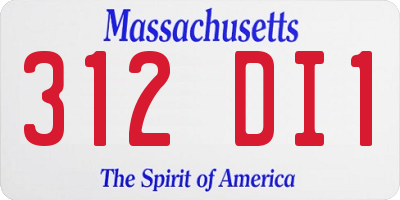 MA license plate 312DI1