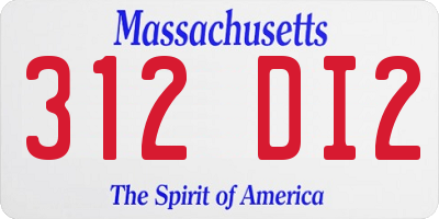 MA license plate 312DI2