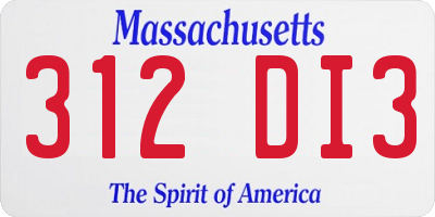 MA license plate 312DI3