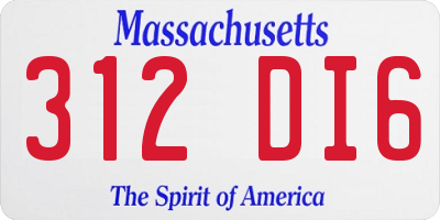 MA license plate 312DI6