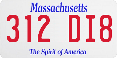MA license plate 312DI8