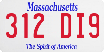 MA license plate 312DI9