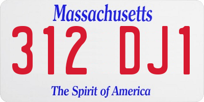 MA license plate 312DJ1