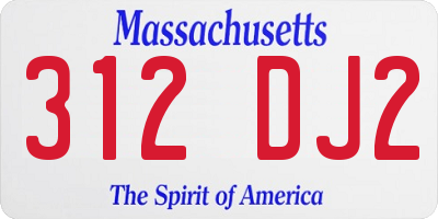 MA license plate 312DJ2