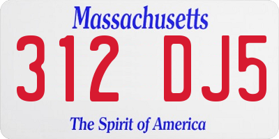 MA license plate 312DJ5