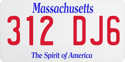 MA license plate 312DJ6