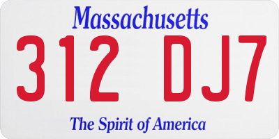 MA license plate 312DJ7