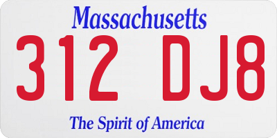 MA license plate 312DJ8