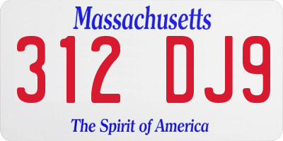 MA license plate 312DJ9