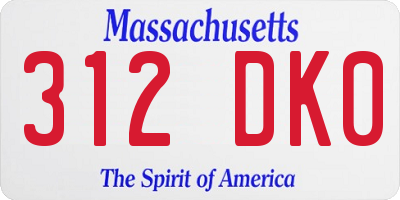 MA license plate 312DK0