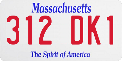 MA license plate 312DK1