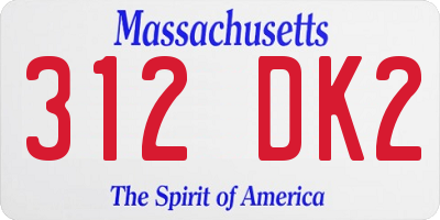 MA license plate 312DK2