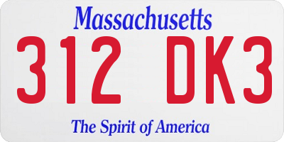 MA license plate 312DK3