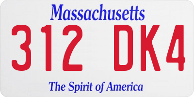 MA license plate 312DK4
